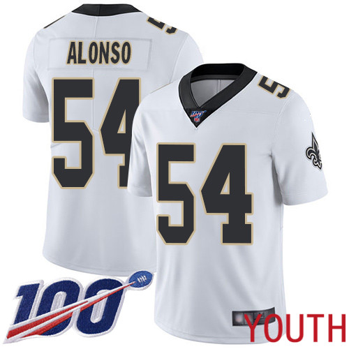 New Orleans Saints Limited White Youth Kiko Alonso Road Jersey NFL Football #54 100th Season Vapor Untouchable Jersey